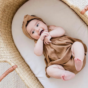 Cognac + Cream Handle Moses Basket