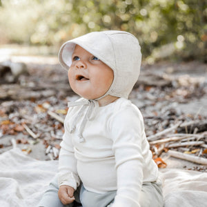 Brimmed Sand Linen Bonnet Cotton-Lined