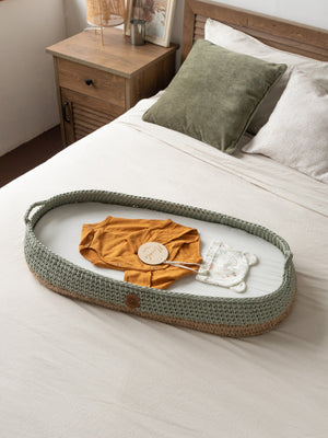 Boho Baby Changing Basket with Jute Accent