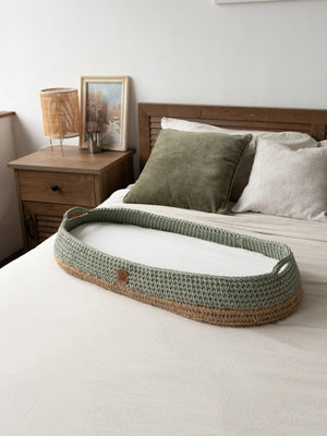 Boho Baby Changing Basket with Jute Accent