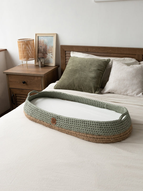 Boho Baby Changing Basket with Jute Accent