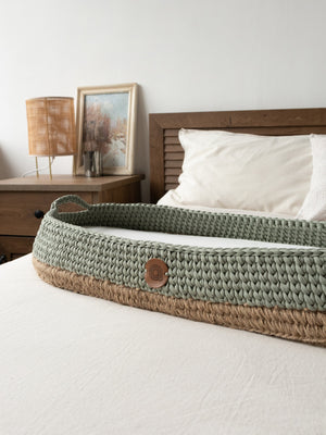 Boho Baby Changing Basket with Jute Accent