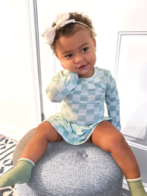 Frosty Mint Checkers | Twirl Dress
