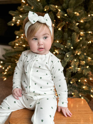 Tiny Trees Ribbed Bamboo Zippy Pajamas for babies, perfect for comfortable sleep and cozy bedding.