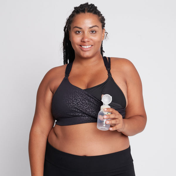 Chloe 4 Running Nursing & Pumping Sports Bra (Black Cheetah)