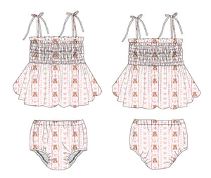 Cherie - Smocked Diaper Dress Set