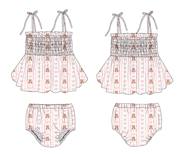 Cherie - Smocked Diaper Dress Set