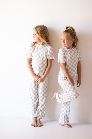 Child Boxy Tee Lounge Set | Checkerboard