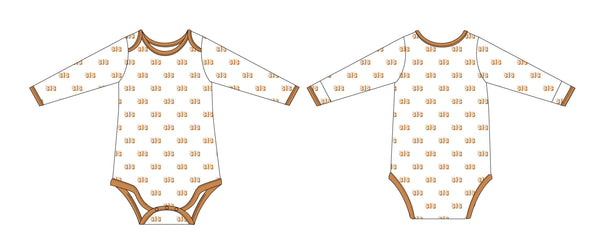 SIS short sleeve bodysuit for babies, angle 3 view showcasing soft fabric and cute design.