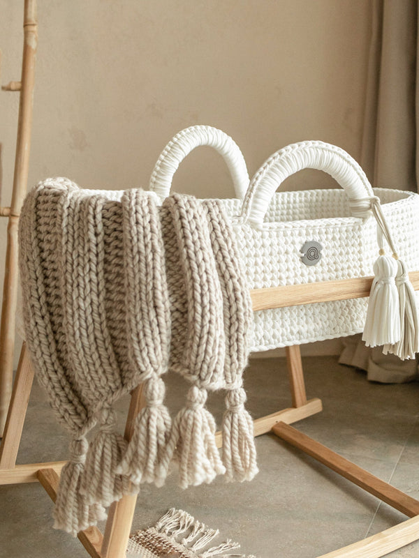 Boho Hand-Knitted Baby Blanket