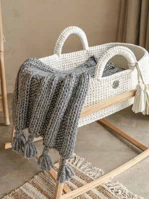 Boho Hand-Knitted Baby Blanket