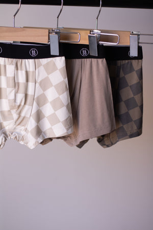Bamboo Boxers (3 Pack) | Checkerboard & Faded Brown Checkerboard