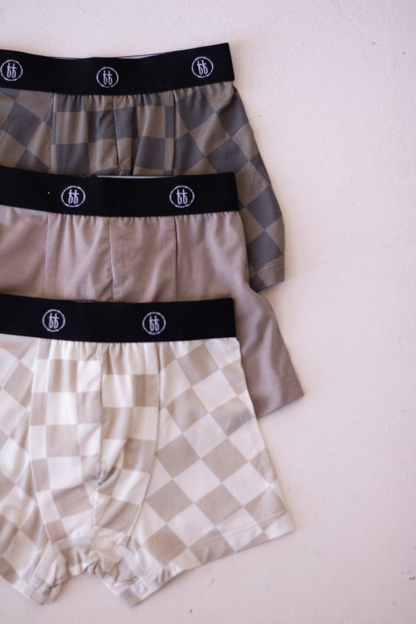 Bamboo Boxers (3 Pack) | Checkerboard & Faded Brown Checkerboard