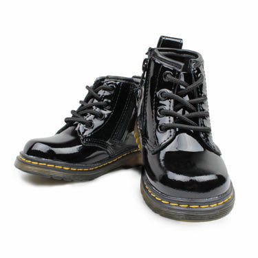 Jet Black combat boots for babies, stylish and durable footwear for little adventurers.