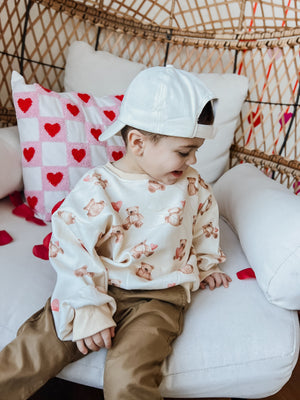 Teddy Bear Hearts Crewneck Sweatshirt for babies, cozy and stylish, shown from angle 16.