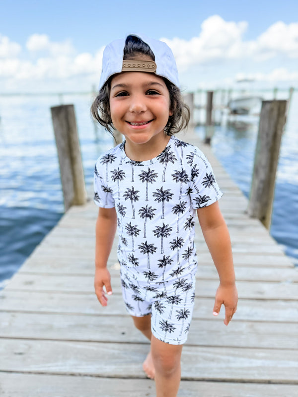 Bamboo Shorts Set | Palm Style White