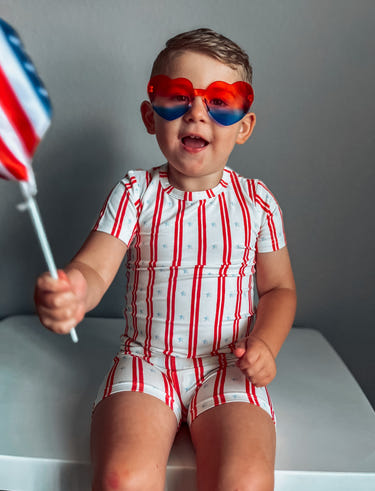Stars & Stripes 2pc Bamboo Pajamas for babies, perfect for cozy sleep and stylish bedtime comfort.