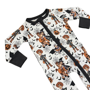 Howdy Boo Zippy zip pajamas for babies, featuring a cozy design and playful patterns, angle view 6.