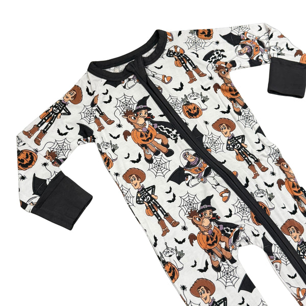 Howdy Boo Zippy zip pajamas for babies, featuring a cozy design and playful patterns, angle view 6.