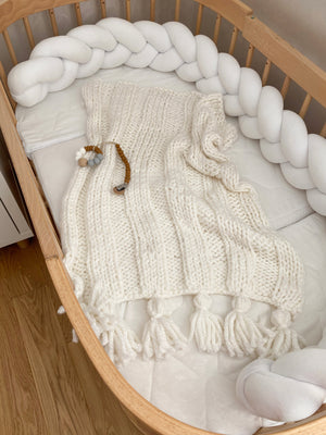 Boho Hand-Knitted Baby Blanket
