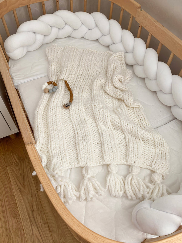 Boho Hand-Knitted Baby Blanket
