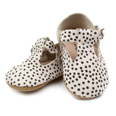 Dottie T-Strap Mary Jane soft sole baby shoes in pink, perfect for little feet and stylish comfort.