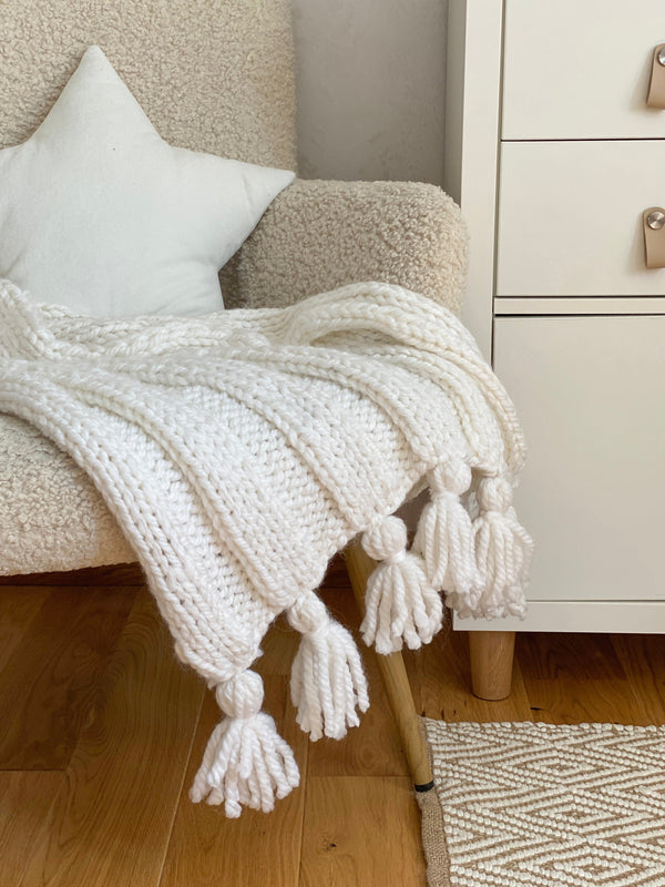 Boho Hand-Knitted Baby Blanket