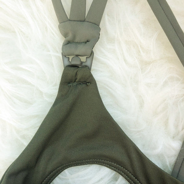 Chloe 3 Running Nursing Sports Bra (Dark Olive)