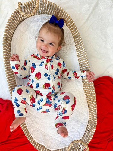 Berry Sweet Bamboo Zippy Romper for babies, featuring soft fabric and a cute design, perfect for comfort and style.