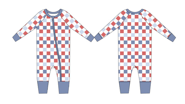 RWB Check Zippy baby bedding in cozy design, angled view showcasing softness and style for peaceful sleep.