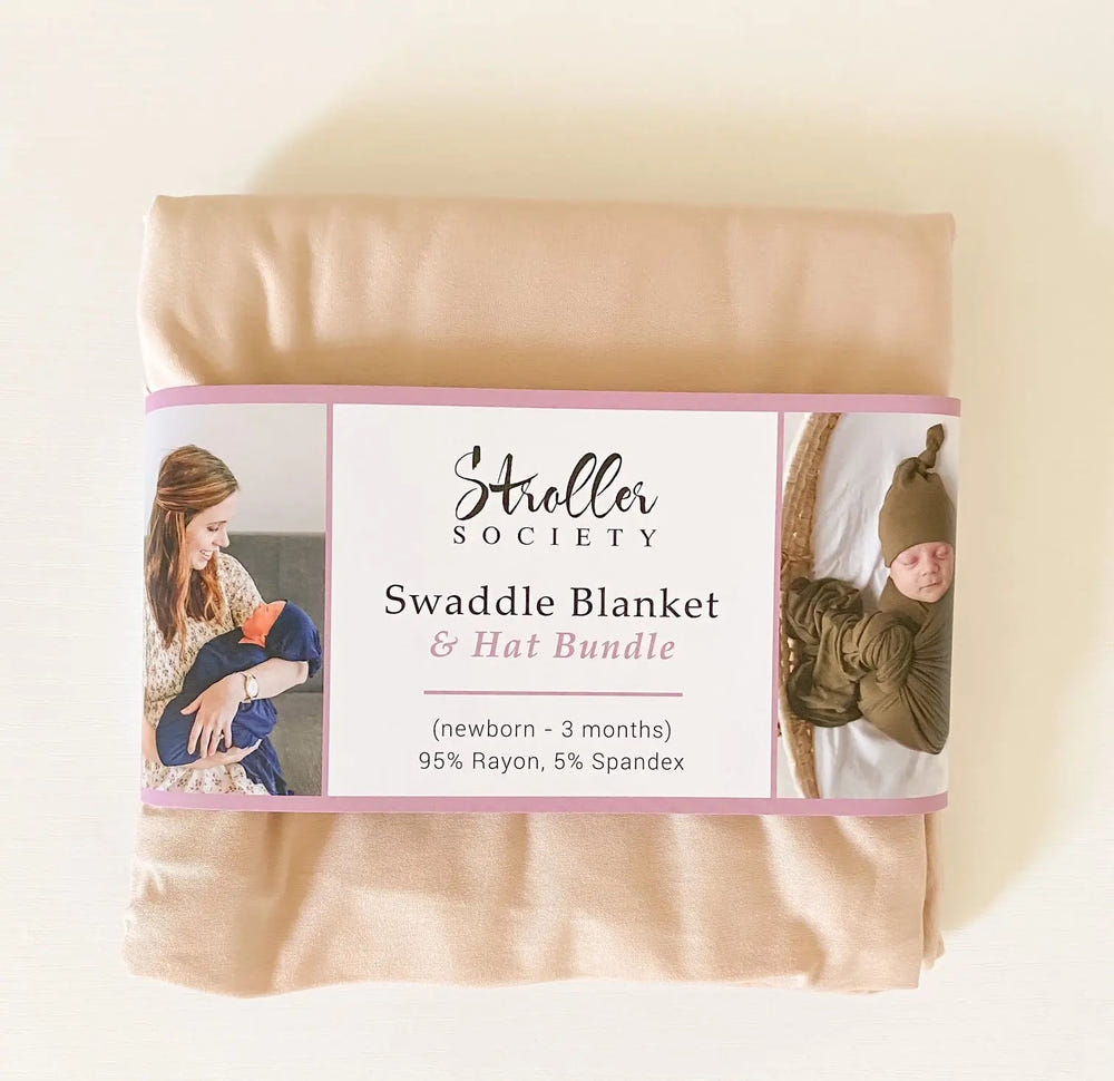 Swaddle Blanket and Hat Set - Sand - MOOGCO Baby