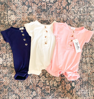 Baby Romper - (Newborn-12 months) White, Navy Blue, Pink, Camel Brown