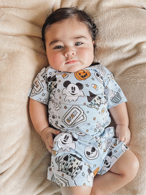 Oogie blue pocket short set for babies, perfect for playtime and comfort in toys and entertainment.
