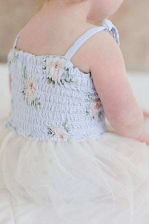 Cosette - Smocked Tulle Bodysuit Dress
