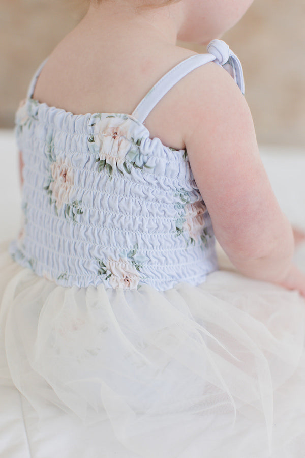 Cosette - Smocked Tulle Bodysuit Dress