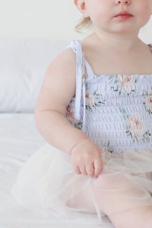 Cosette - Smocked Tulle Bodysuit Dress