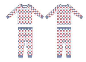 RWB Check Set for babies, cozy bedding and sleep essentials, shown from angle 3.