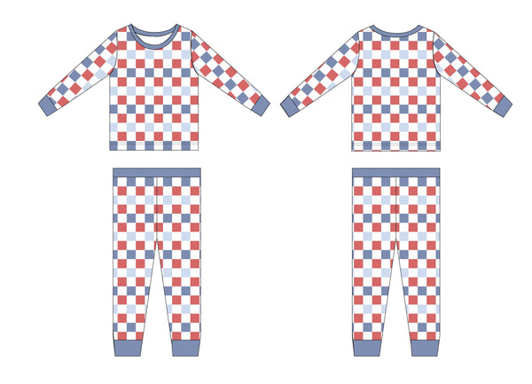 RWB Check Set for babies, cozy bedding and sleep essentials, shown from angle 3.