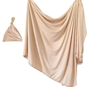 Swaddle Blanket and Hat Set - Sand - MOOGCO Baby