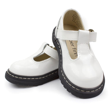 Lug Sole Mary Jane shoes for babies in snow color, featuring a stylish and comfortable design.