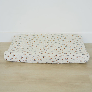 Cream Floral Muslin Changing Pad Cover - MOOGCO Baby