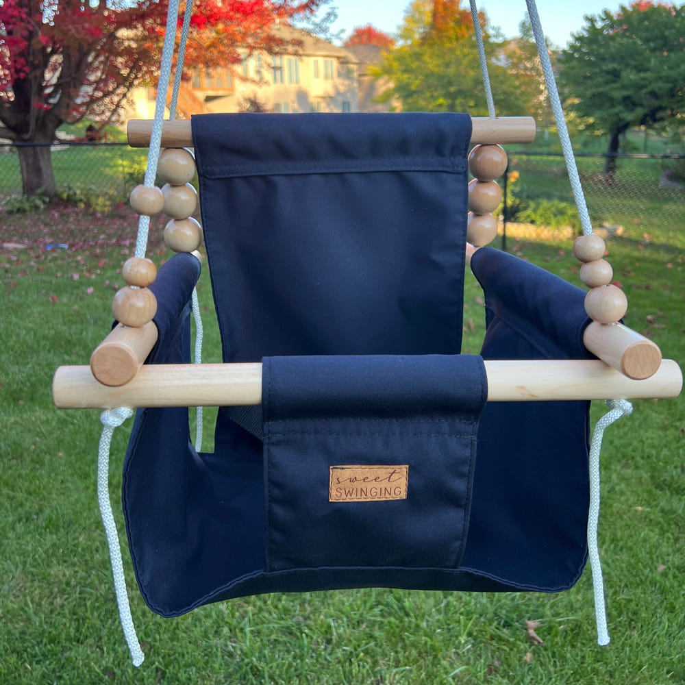 Premium Outdoor High Back Swing in Navy - Comfortable and stylish for outdoor relaxation.