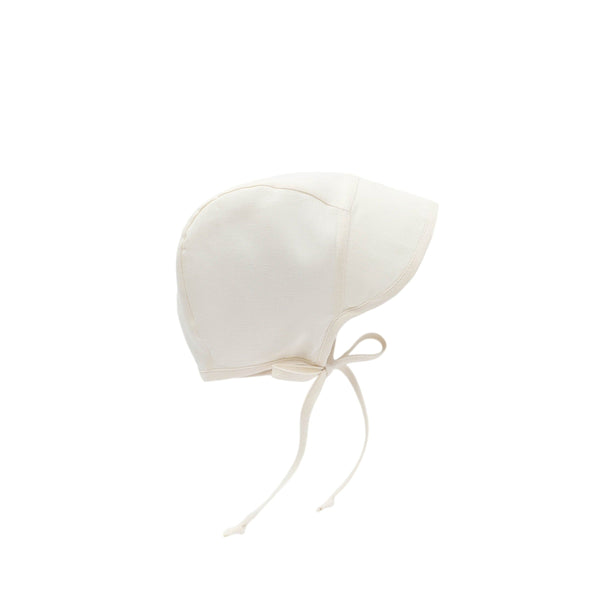 Brimmed Ivory Linen Bonnet Cotton-Lined