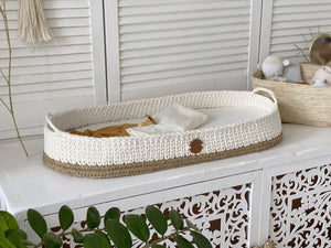 Boho Baby Changing Basket with Jute Accent