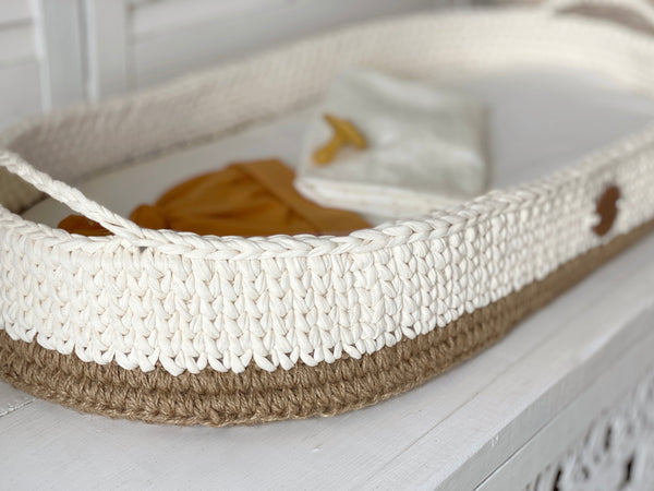 Boho Baby Changing Basket with Jute Accent