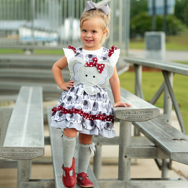 Ivory & Crimson Elephant Dress - MOOGCO Baby