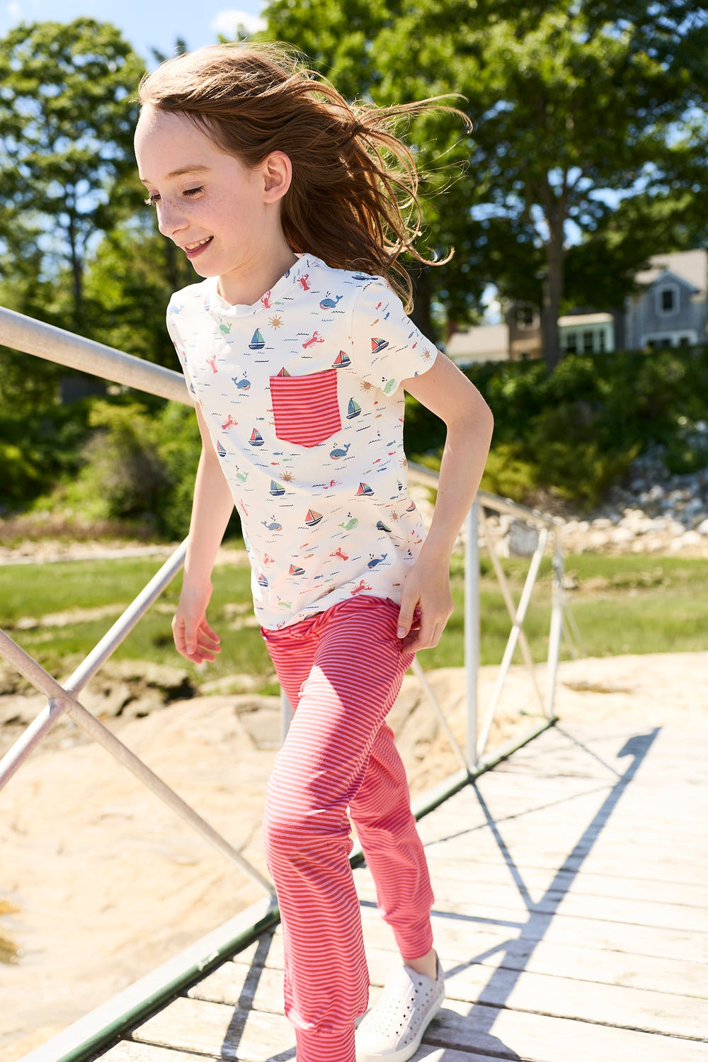 jogger - coral stripe