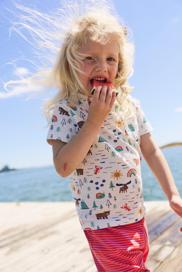 jogger set - downeast daydreams, coral stripe
