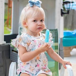 Pastel Floral Flutter Bapron for babies, stylish and functional, shown at angle 16. Perfect for mealtime messes!