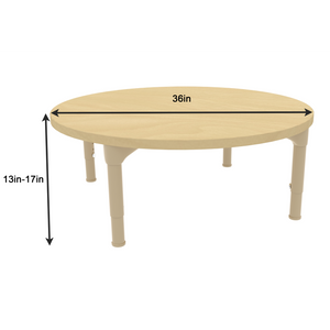 Round Adjustable Kids Classroom Table – 36" Diameter, 13" to 17" Height